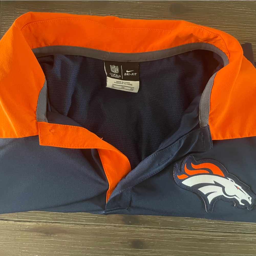NFL Broncos Navy and Orange Athletic Dri Fit Nike Short Sleeve Shirt XL
